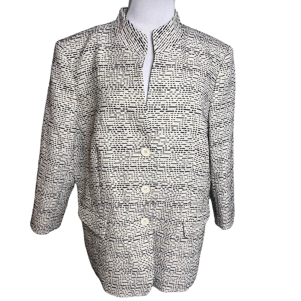 Lafayette 148 Tweed‎ Pattern Evening Jacket neutral Sz 18